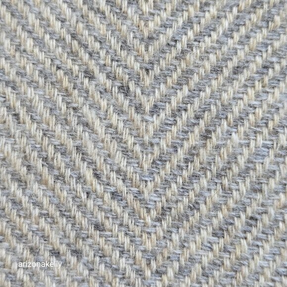 Cashmere Wool Herringbone Scarf Classic Grey Taupe Flawless - Picture 7 of 14